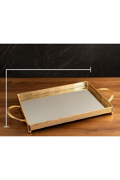 TOHFAT-AL MAIDAH Rectangular mirror with golden lines in the middle