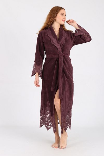 Nuşa Elegant Stylish Bamboo Cotton Bathrobe with Lace