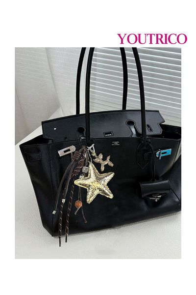 Youtrico Leather Star Dopamine Color Bag Charm, Keychain, Gift Accessory