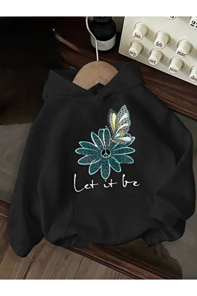 FUFLUNS Let It Be Printed Oversize Unisex Hooded Sweatshirt