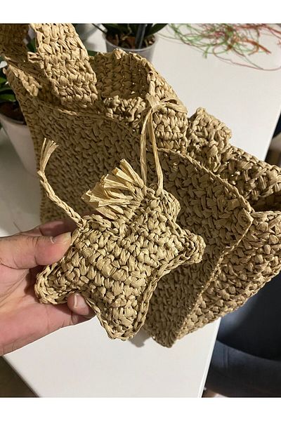 meSga butik Raffia Hand Organ Bag