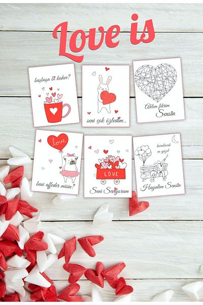 Yıldızistan Love Is Themed Surprise Love Cards / 12 Pieces 1St Class Printing 13*10 Cm. Postcard