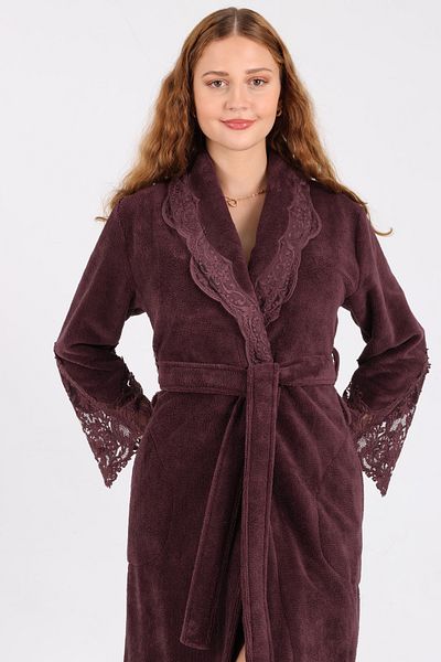 Nuşa Elegant Stylish Bamboo Cotton Bathrobe with Lace