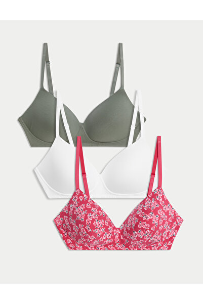 Marks & Spencer 3'lü Destekli Pamuklu T-Shirt Sütyeni Seti