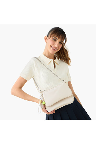 Mistotes Solid Crossbody Bag with Detachable Strap and Zip Closure