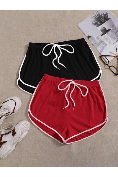 Gollinger Pack of 2 Women's Mini Shorts - Piped Short Shorts
