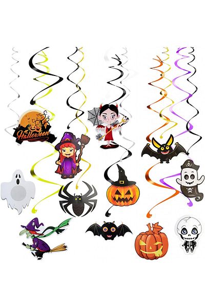 GoldRock Set of 12 Halloween decorations, cardboard/PVC, multicolor