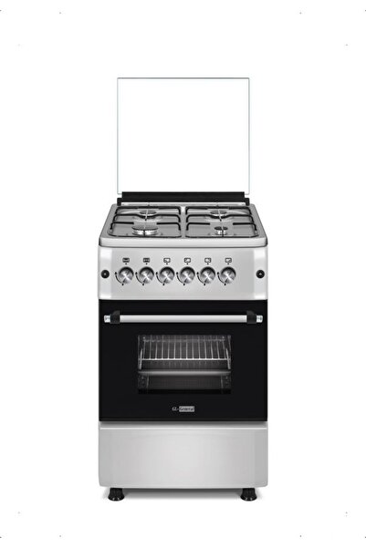 GL GENERAL 50x55cm Gas Cooking Range, 4 Burners Wide Pan Support, Auto Burn, Total Safety Matt Silver