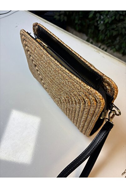 MaVaux Soho Straw Look Leather Blend Portfolio Cluıtch Bag