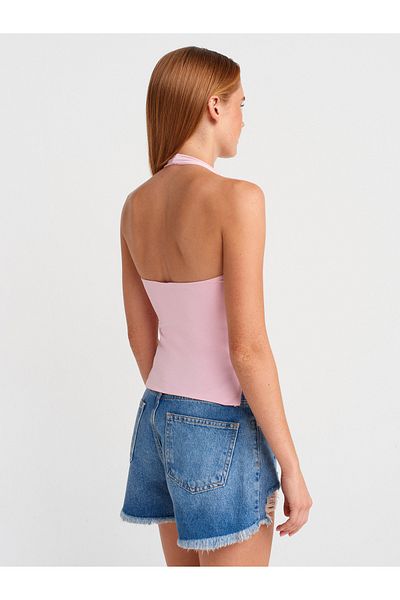 Dilvin 31753 Halter Neck Top-Powder Pink