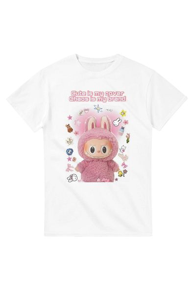 aynewmoda Cartoon Printed Short Sleeve Round Neck T-Shirt