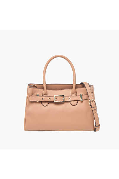 SASHA حقيبة توت صلبة مع تفاصيل حزام وإغلاق بسحاب