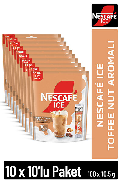 Nescafe ICE Toffee Nut Aromalı Çözünebilir Kahve 10,5g 10'lu Paket 10X10