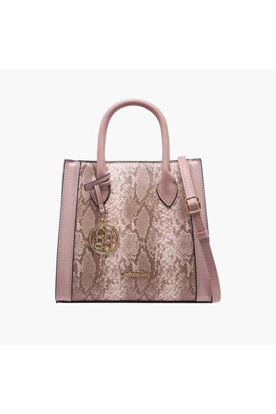 CHARLOTTE Reid Animal Print Tote Bag with Zip Closure and Detachable Strap