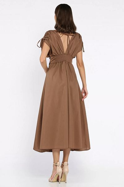 GÜLSELİ Brown Daisy Appliqued Double Breasted Dress