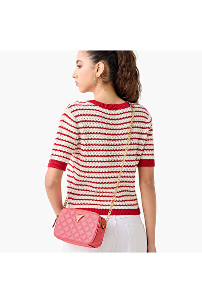 Guess Giully Textured Crossbody Bag with Zip Closure