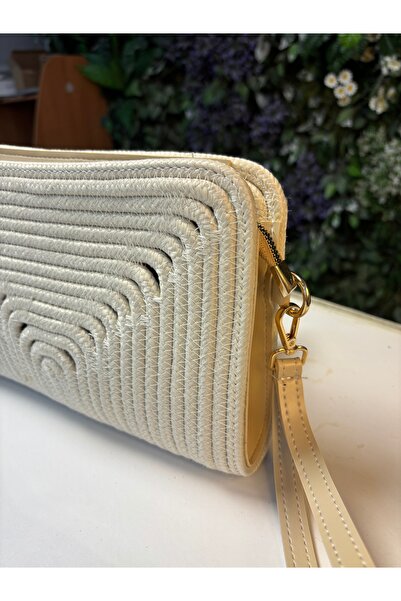 MaVaux Soho Straw Look Leather Blend Portfolio Cluıtch Bag