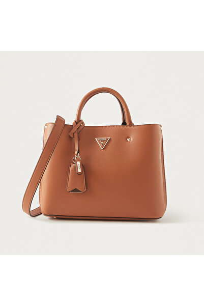 Guess James Girlfriend Satchel Tote Bag with Detachable Strap and Zip Closure