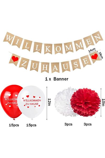 KKSJK Thanksgiving Party Set, Paper/Latex, Red/White, 30 cm