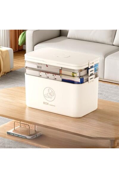 Generic 3-Tier Medicine Storage Box, Empty Family Emergencies First Aid Kit Container, Portable Plastic Medi