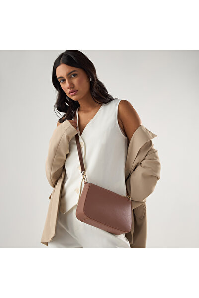 SASHA Solid Crossbody Bag with Detachable Strap and Zip Closure