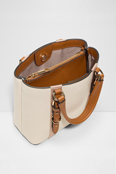Aldo Maleah - Women's Small Size Ecru Shoulder and Hand Bag with Buckle Detail