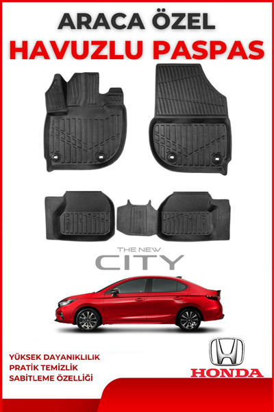 ko kaliteoto Honda City 2022-2023-2024-2025 Uyumlu Model Araca Özel Siyah Pas...