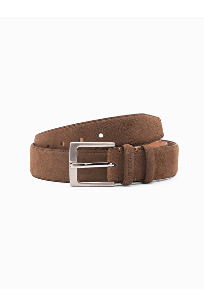 OMBRE Einfarbiger Herrengürtel aus Wildleder - braun V2 OU-ACBE-0112 S/M