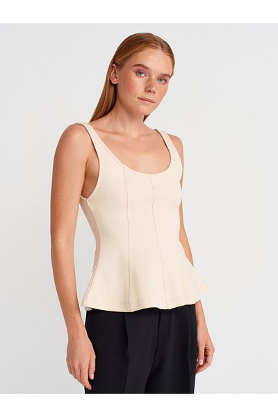 Dilvin 21063 Thick Strap Peplum Ball-Stone