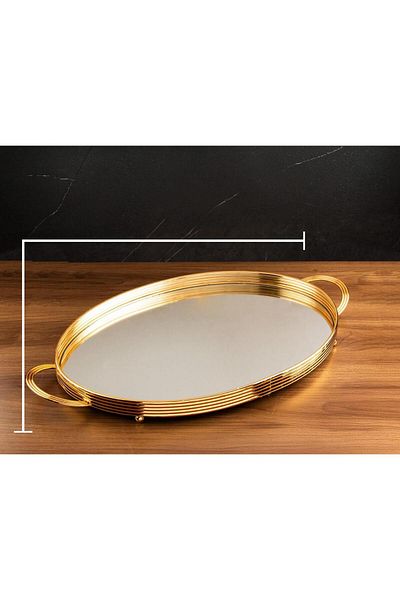 TOHFAT-AL MAIDAH Large oval gold striped mirror