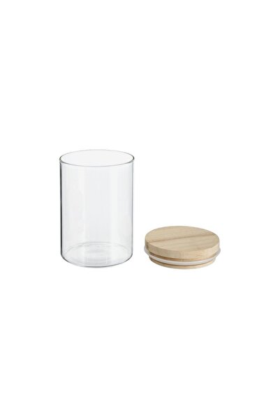 5five Simple Smart Set de 4 recipiente 5Five Woods, 600 ml, sticlă borosilicată, capac din lemn de arbore de cauciuc, 10 x H 14 cm