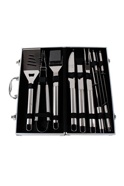 Z-Tools Set de accesorii pentru grătar cu 10 piese și mâner din aluminiu / 842