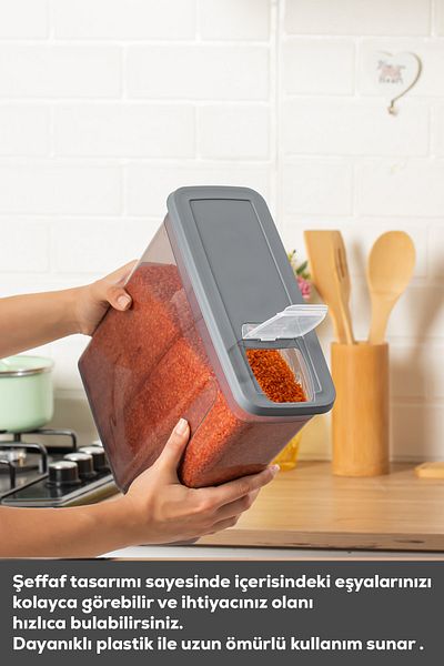 Porsima Org-451-Gr 6-Piece Sandy Mega Size Airtight Storage Container Food Storage Container Set Gray 5,90 Lt