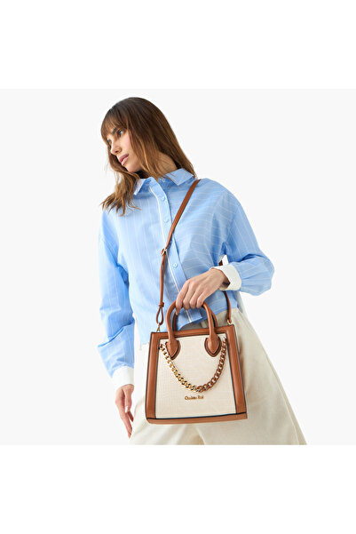 CHARLOTTE Reid Textured Tote Bag with Detachable Strap and Zip Closure