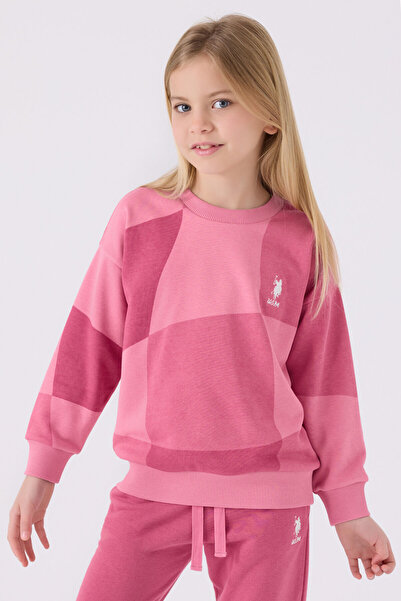 U.S. Polo Assn. Dívčí růžová tepláková souprava