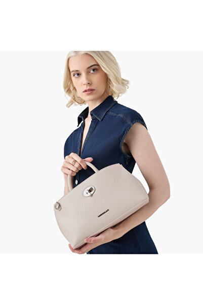 Marina Galanti Solid Shoulder Bag with Grab Handle and Twist Lock Closure