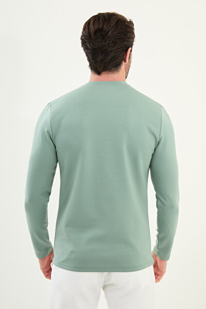 Mcr Ανδρικό μπλουζάκι με μακρύ μανίκι με λαιμόκοψη με ίσια λεπτή εφαρμογή Çağla - 36839.24K