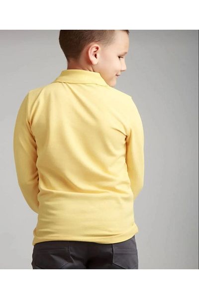 Sereia 100% Cotton Polo Collar Casual Double Button Yellow T-Shirt Long Sleeve - Yellow - Sreiaaka-Pso-Kuz-Yt-Sa