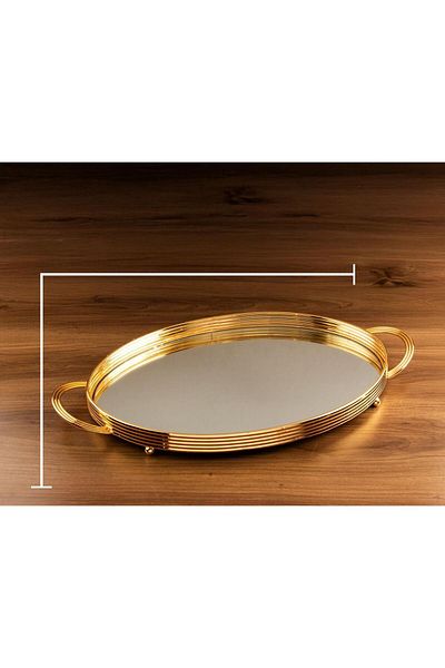 TOHFAT-AL MAIDAH Oval mirror with golden lines in the middle