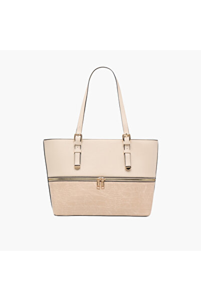 Adore حقيبة يد منسوجة بمقبض مزدوج وسحاب للإغلاق