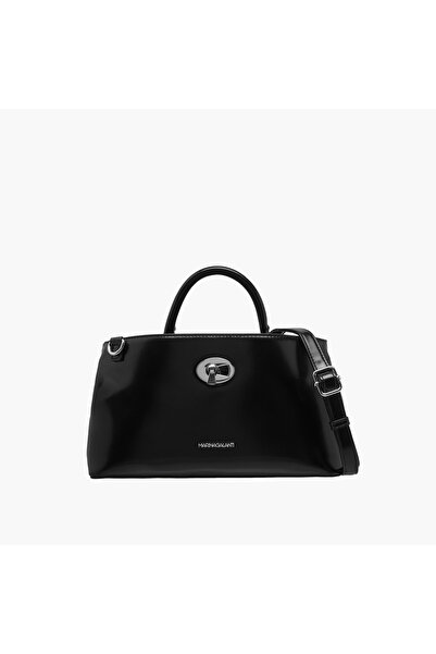 Marina Galanti Solid Shoulder Bag with Grab Handle and Twist Lock Closure