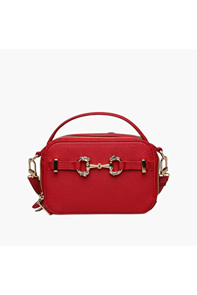 Anne Klein حقيبة كروس بودي مزخرفة بمقبض وسحاب للإغلاق