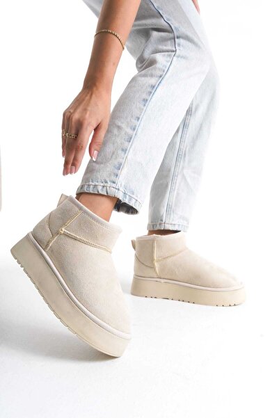 CİRON SHOES Bej Yüksek Taban uk Kadın Ayakkabı