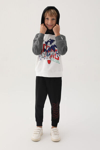 Sonic Modern Sonic White Printed Boys Tracksuit Set