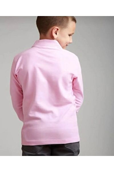 Sereia 100% Cotton Polo Collar Casual Double Button Pink T-Shirt Long Sleeve - Pink - Sreiaakk-Pmo-Ouz-Yt-Pe