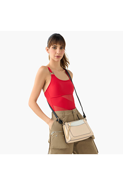 SASHA حقيبة كروس بودي مزخرفة بحزام قابل للتعديل وجيب