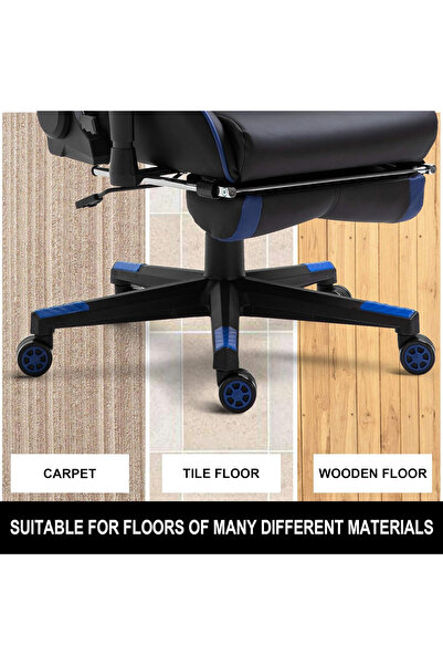 TIANSHU Set of 5 castors for office chair, polyurethane/metal, black/white, 60 x 54 x 83 mm