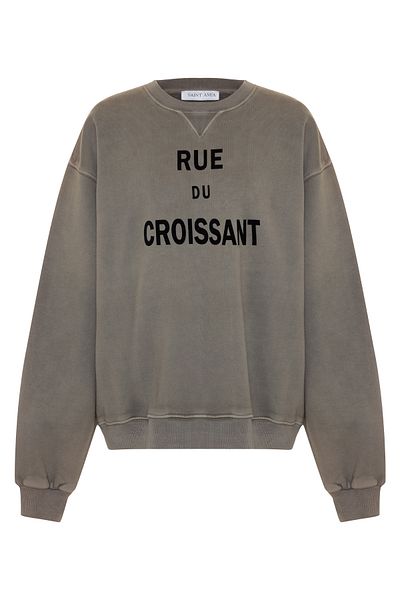 Amia&Co. Gray Crew Neck Printed Oversize Sweatshirt