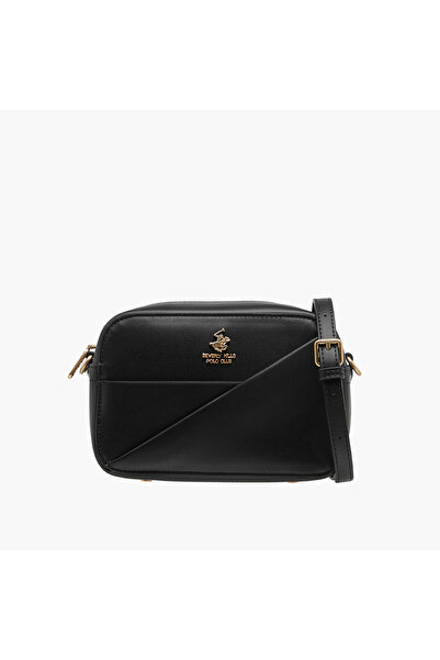 Beverly Hills Polo Club Textured Crossbody Bag with Zip Closure and Adjustabl...
