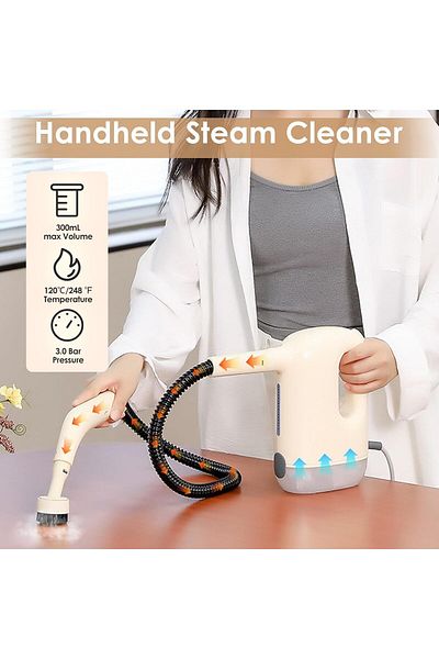 MACON Portable Handheld Steam Cleaner – 1200W, 300ml Tank, 8 Accessories, High-Pressure Cleaning